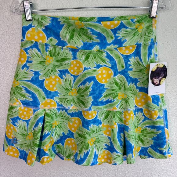 Pickleball Bella Skort Womens 2 Kick Pleat Athletic Tennis Palm Tree NEW Medium - Picture 1 of 8